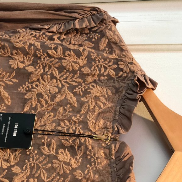 Mock Neck Embroidered Lettuce Shift Mini Dress - Picture 3 of 6